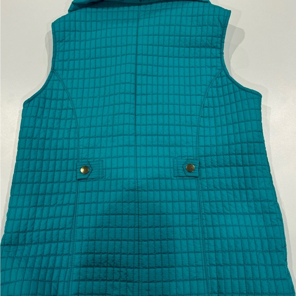 Women’s Peck & Peck quilted vest turquoise / teal L full zipper pockets - Picture 6 of 10